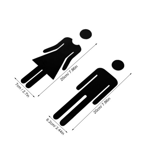 6Paia Targa Bagno Unisex Nero Acrilico Autoadesiva 2