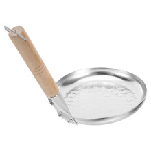 Nonstick Aluminum Crepe Pan Silver Flat Griddle Pan Wood Handle