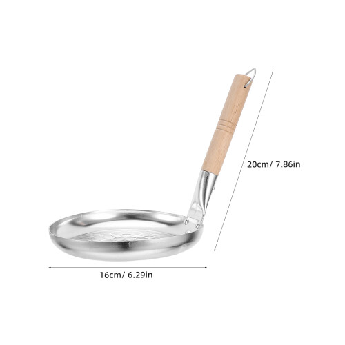 Nonstick Aluminum Crepe Pan Silver Flat Griddle Pan Wood Handle 2