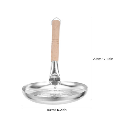 Nonstick Aluminum Crepe Pan Silver Flat Griddle Pan Wood Handle 1
