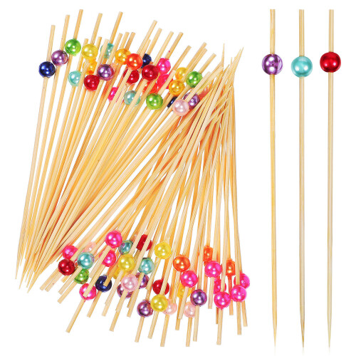 300Pcs Disposable Bamboo Fruit Picks for Drinks Snacks and Party Decor