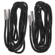 1Pair Black Round Glitter Boot Laces Rhinestone Bling for Sneakers