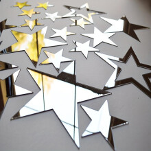 (Silver, 19pcs) Star Shaped Acrylic Mirror Wall Decals, 19pcs/set Self-adhesive Wall Mirror, Wall Decor for Home Bedroom Living Room, Decoration