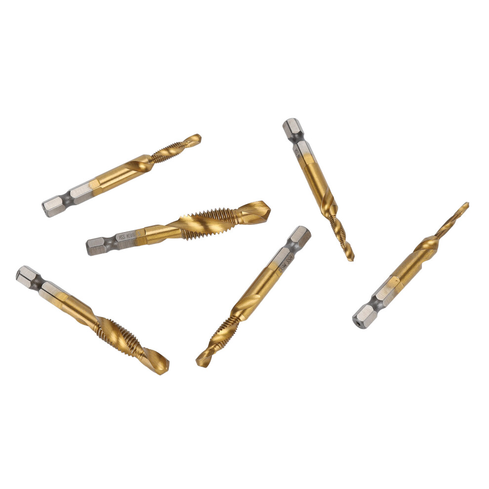 6Pcs 1/4In Hex Shank Spiral Drill Tap Set For Drilling & Tapping 4981357855351