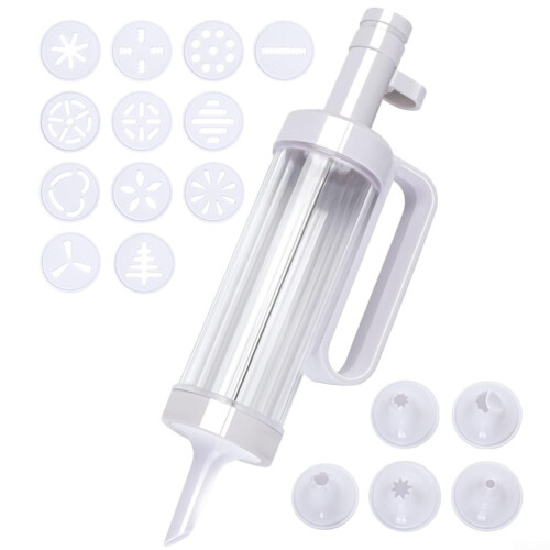 Cookie Maker Machine Kit With 6 Interchangeable Nozzles And 12 Design Discs For Baking Enthusiasts
