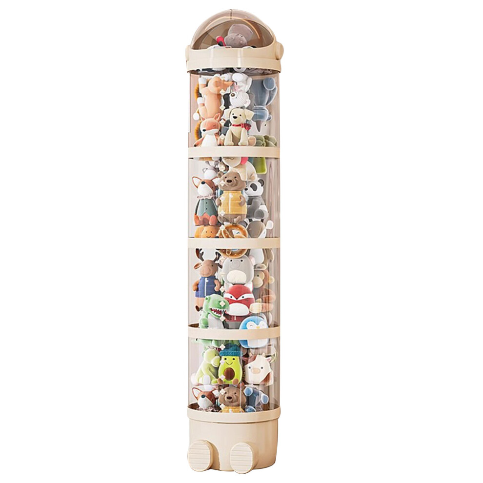 (63inchMilk white) Bedroom Toy Organizer Storage For Stuffed Animal Tube Stuffed Zoo