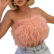 Mouwloos crop top strapless bandeau tube top cami vest-Roze M