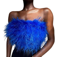 Nepbont tanktops Strapless Bandeau Tube Top Bustier-Blauwe M