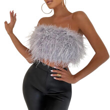 Mouwloos crop top strapless bandeau tube top cami vest-Grijs XXL