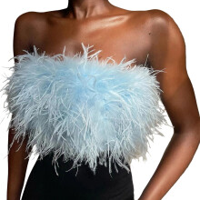 Nepbont Tank Top Strapless Tube Top Bustier Vest-lichtblauwe M