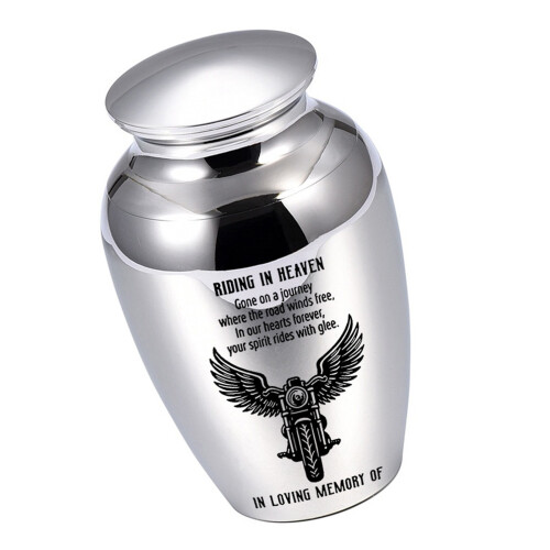 Memorial Preservations Urn Metal Small Motorcycle-Silber