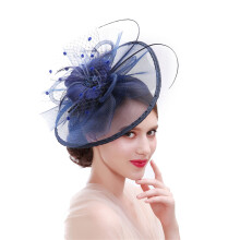 Federbesetzte Netzkappe, freundlicher Fascinator für-Marineblau
