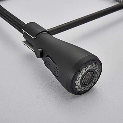 Kitchen Tap Matte Black Pull-Down Deck-Mounted Kitchen Faucet With Dual-Function Spray Head Hot Cold Water 2
