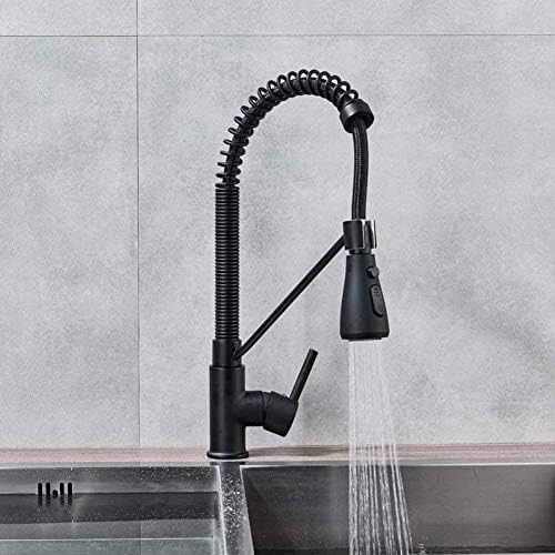 Kitchen Tap Matte Black Pull-Down Deck-Mounted Kitchen Faucet With Dual-Function Spray Head Hot Cold Water 1