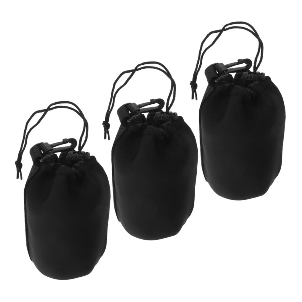 Camera Lens Cases 3-Piece Drawstring Travel Lens Protector Bags For Dslr And Mirrorless Cameras With Belt Attachment 9339159988817