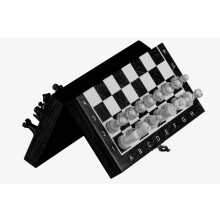 Mini MÁGNESES fa sakkkészlet (20cm) - fekete