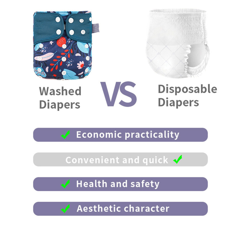 4pcs Baby Reusable Cloth Diapers Adjustable Waterproof & Breathable