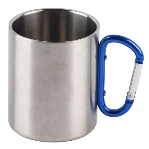 360 ml Doppelwandiger Edelstahlbecher, Blauer Griff, 9,5 cm 1