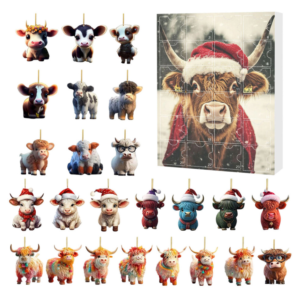 (Style C) Animal Christmas Series Acrylic Ornament Box Yak Figures Gifting Tree Festive-image-OPC-PMQTTGJ-NEW