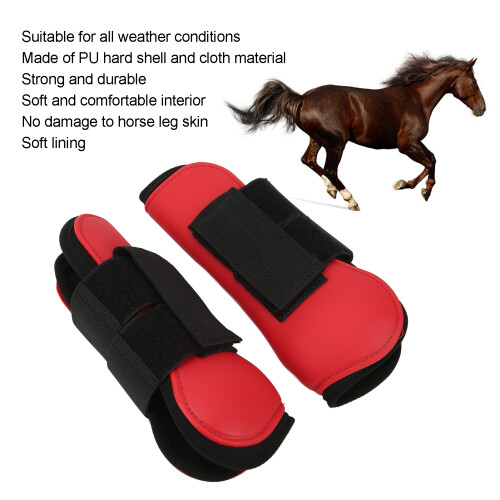 Elastische Front-Beinenschoner für Pferde, PU-Schale, Rot, Für Springen, Größe M 2