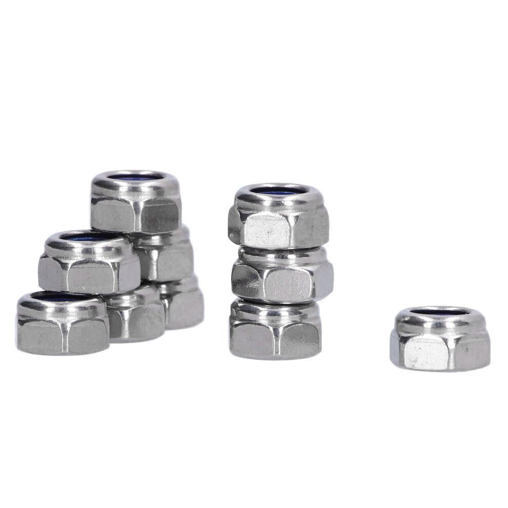 100Pcs M10 Stainless Steel Nylon Insert Lock Nuts Fastener Kit 9351357869705