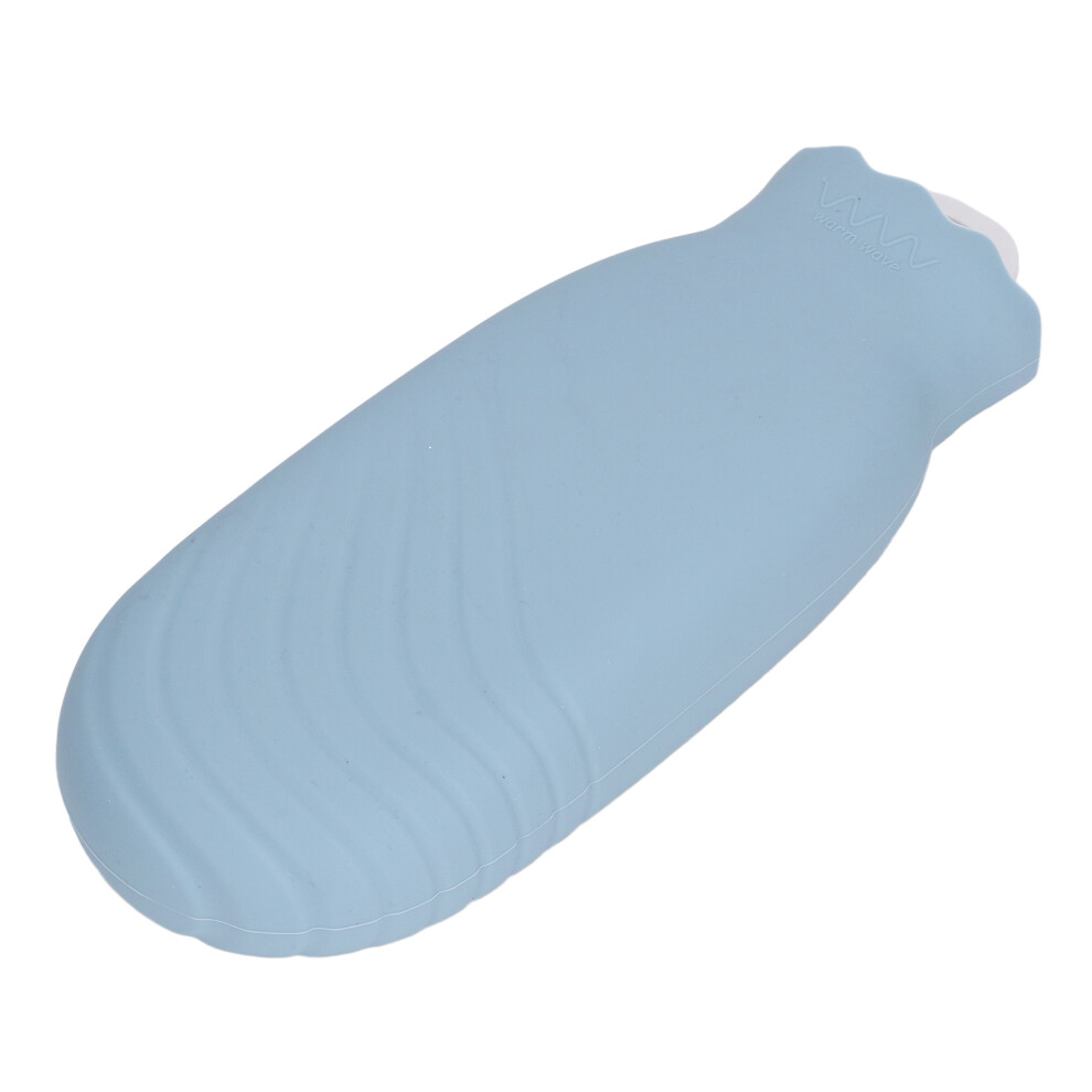 Blue 550Ml Silicone Plush Hot Water Bottle 21X7cm Leakproof