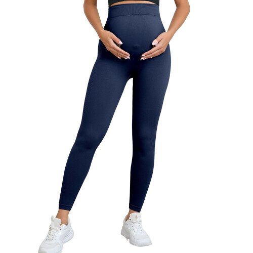 Maternity Stretch Leggings Breathable Quick Dry-Navy blue S