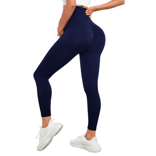 Smooth Maternity Yogas Pants Quick Drying Nylon-Navy blue S