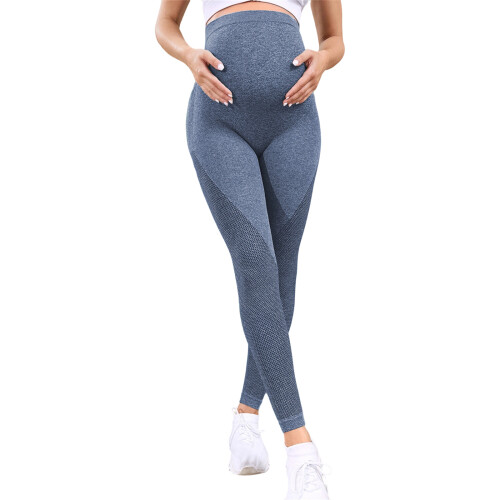 Elastic Pregnancy Pants Over The Belly Soft Comfortable-Blue S