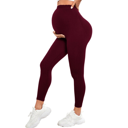 Long Length Maternity Bottoms Smooth Stretch Component-Red XL
