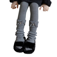 Harajuku Bows Knits Long Socks Leg Warmers for Women-Dark Grey