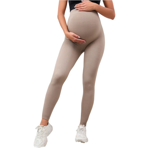 Supportive Maternity Base Pants Pregnant Women-light brown M