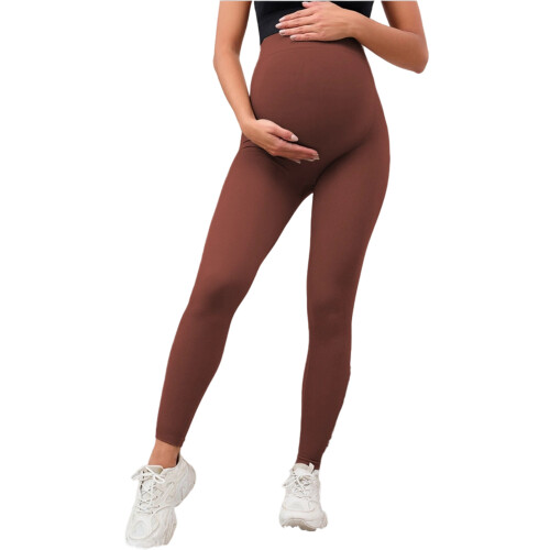 Quick Dry Maternity Leggings Not Compression-Dark brown XL