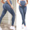 Elastic Pregnancy Pants Over The Belly Soft Comfortable-Blue S 4