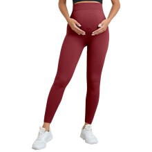 Maternity Stretch Leggings Breathable Quick Dry Fabric-Claret M