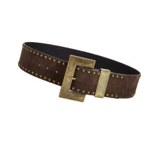 Unisex Punk Studded Faux Leather Belt Adjustable Unisex-Coffee