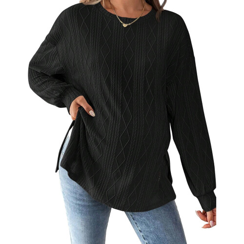 Multiple Size Option Warm Tops Maternity Long Sleeve-Black L