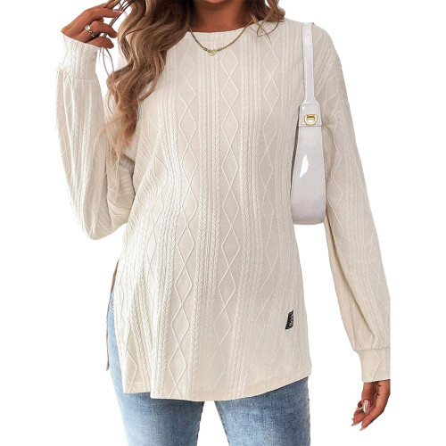 Breathable Long Sleeve Maternity Top With Elastic-apricot S