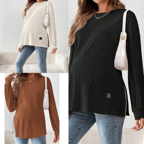 Multiple Size Option Warm Tops Maternity Long Sleeve-Black L 2