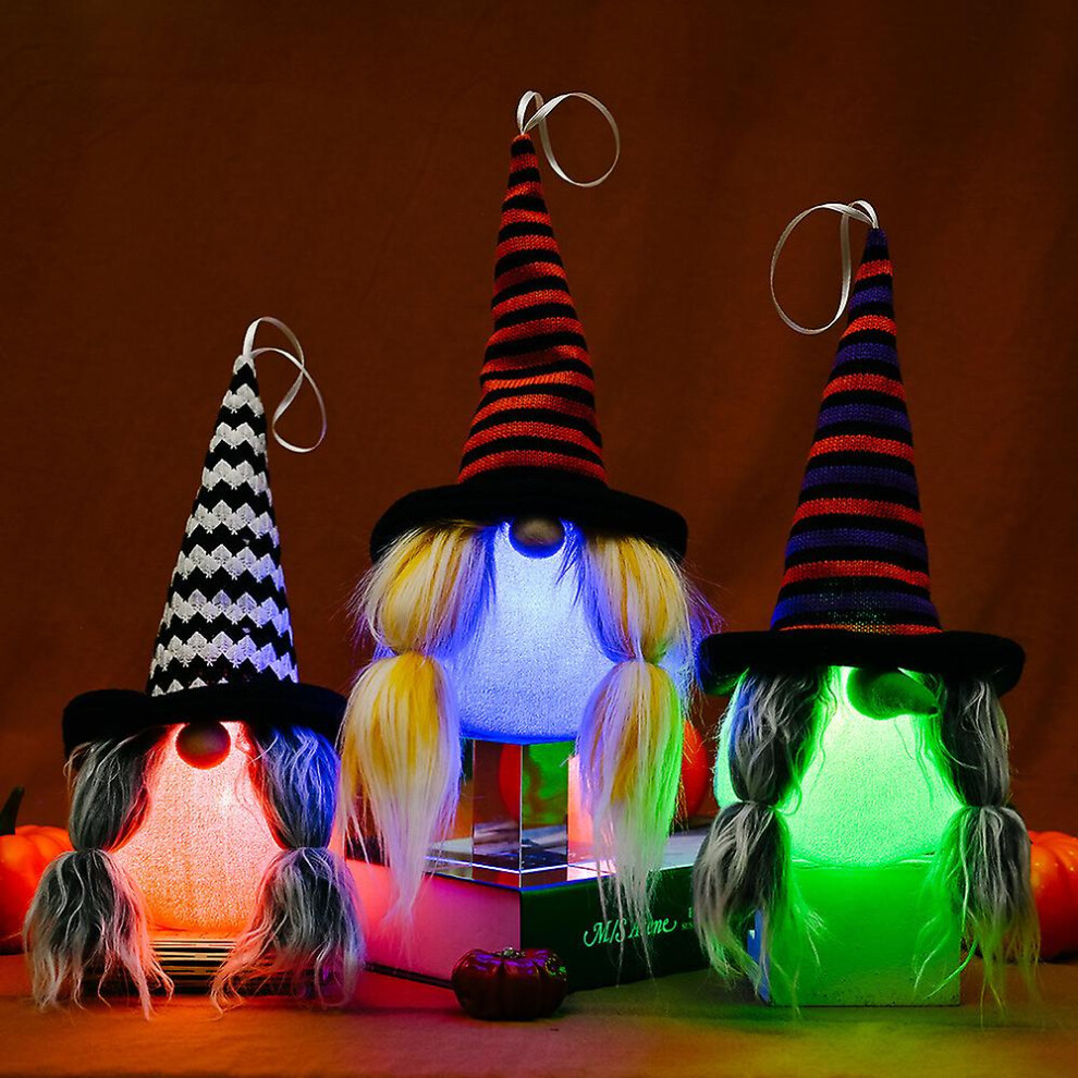Kikidex (As Show, One Size) Pieces Halloween Decorations With Lights And Luminous Rudolph Pendant With Braids, Dwarf Doll, Faceless Baby