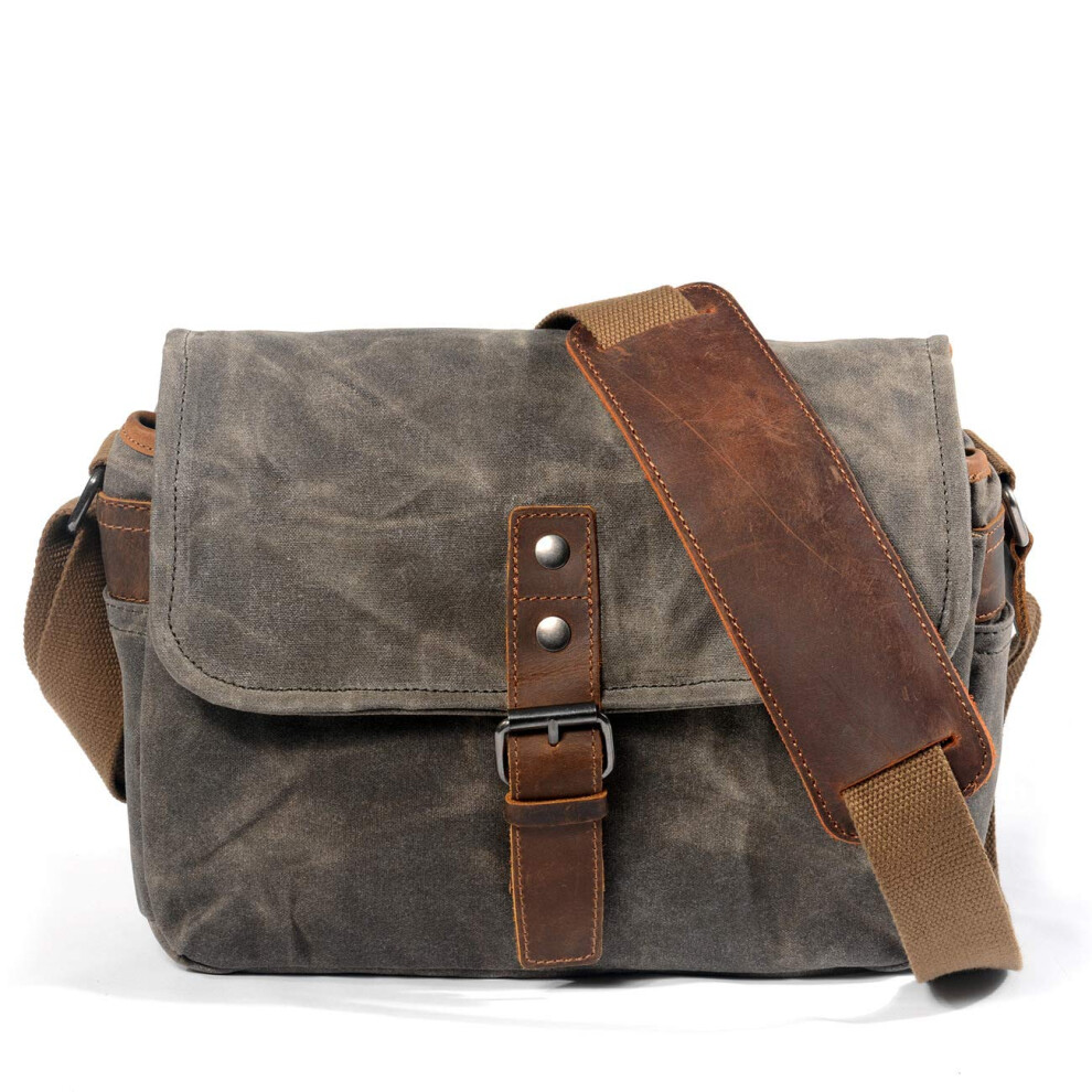 Waxed Canvas Camera Bag Unisex Crossbody, Waterproof, Compact Case For Dslr/Slr/Mirrorless Cameras, Green 9354506684518