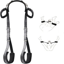 BDSM Leather Bondage Kit With Thigh Sling, Bed Restraints, Wrist And Leg Cuffs, Rope Kit, Handcuffs For Couples