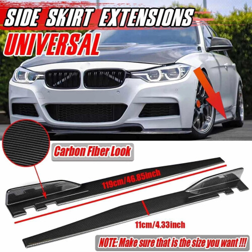 Car Side Step Skirt 1.2m Universal For Mitsubishi Lancer Evolution Eclipse Carbon Fiber Look Winglet Splitters Lip 1