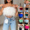 Dames tanktop van imitatiebont Strapless Bandeau Tube-Witte S 3