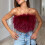 Dames tanktop van imitatiebont Strapless Bandeau Tube-Witte S 7