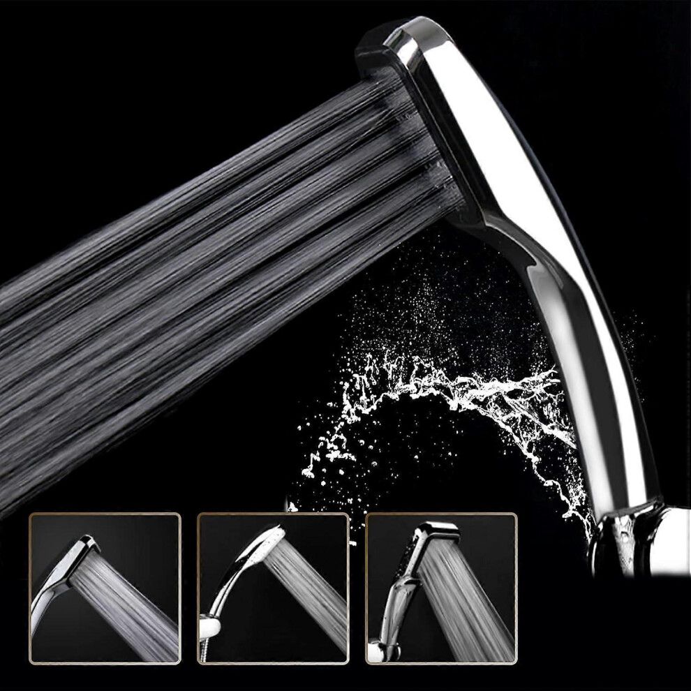 Kikidex (As Show, One Size) Hand Shower Head With 300 Holes 300% Turbo High Pressure 30% Water Saving Hand Shower, Chrome