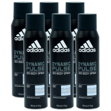 6 x 150ml Adidas 48H Fresh & Woody Deodorant Spray - Dynamic Pulse