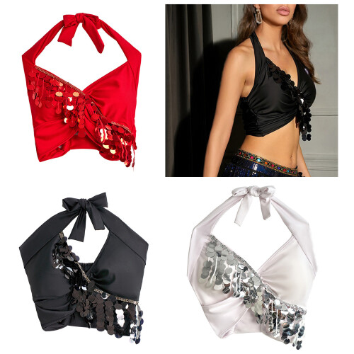 Bauchtanz-Halter-BH-Oberteil mit-Rotes Betriebssystem 2
