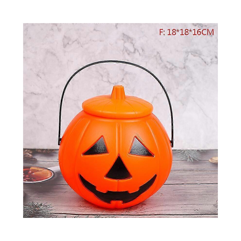 Kikidex (As Show, F) Halloween Party Props Plastic Pumpkin Bucket Decorate Halloween Decoration