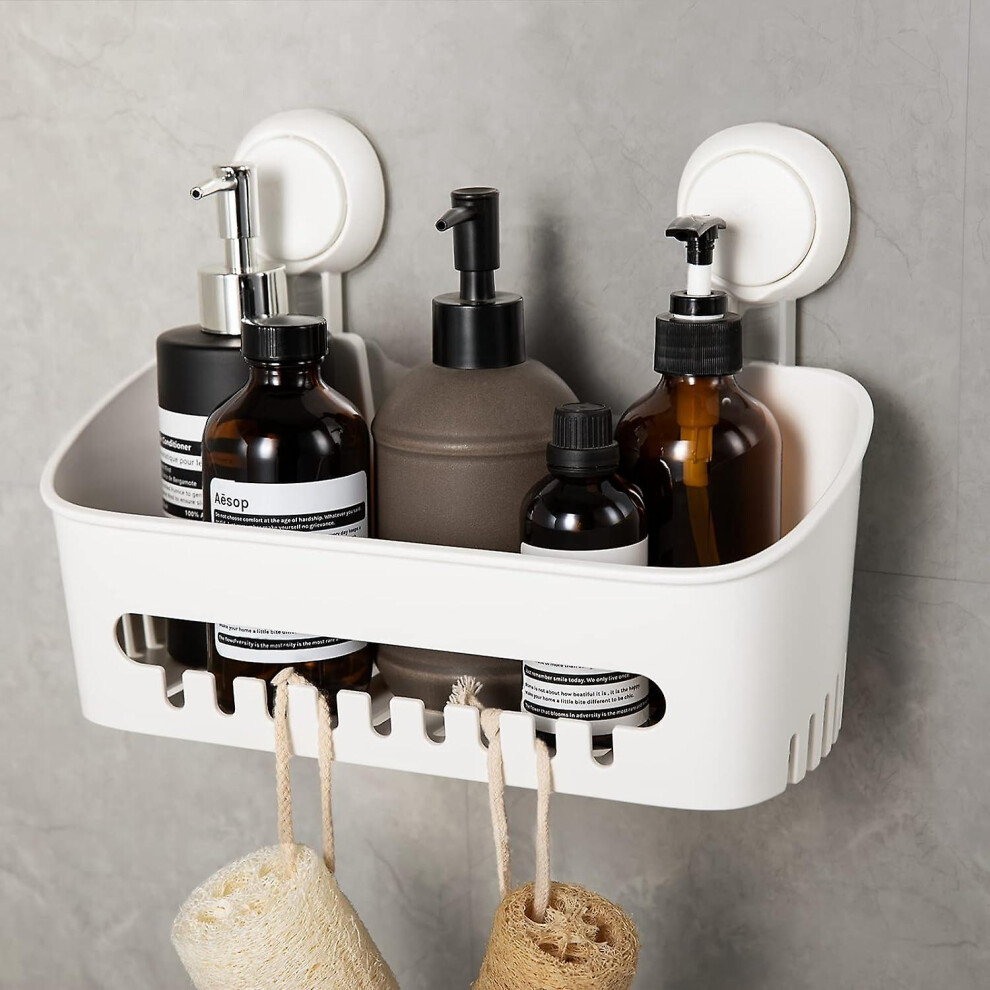 Kikidex (As Show, One Size) Suction Cup Shower Shelf - No Drilling Required - 12 X 30.5 X 8.5 Cm, 1 Pc White